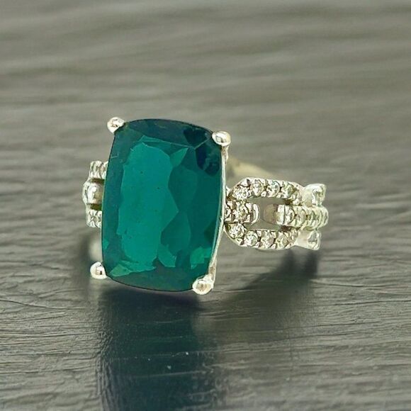Natural Tourmaline Diamond Ring 6 14k W Gold 5 TCW Certified 304176 - Picture 13 of 14